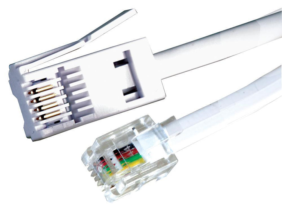 4 Wire BT Plug to RJ11 Crossover Telephone Cable - White