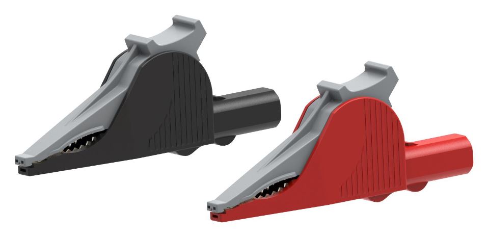 Crocodile Clip Kit with 4mm Banana Jack (1x Red, 1x Black), 36A