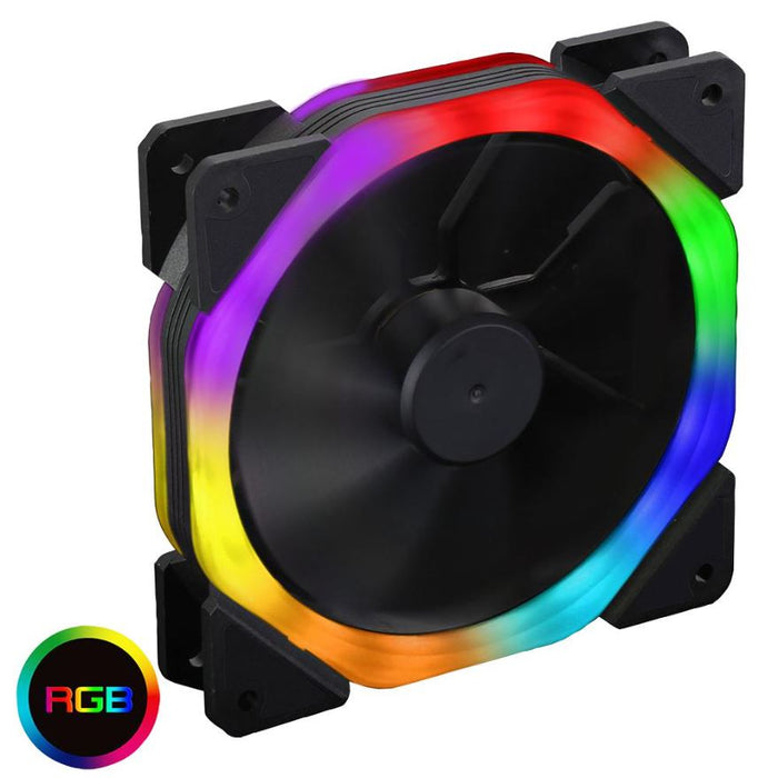 Cosmic Halo Dual Ring 12cm Rainbow RGB LED Cooling Fan