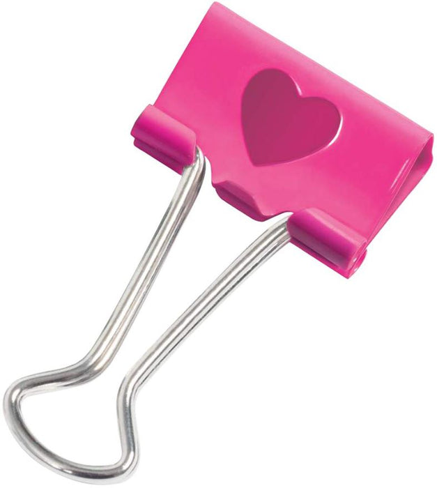 19mm Pink Heart Foldback Clips - Pack of 20