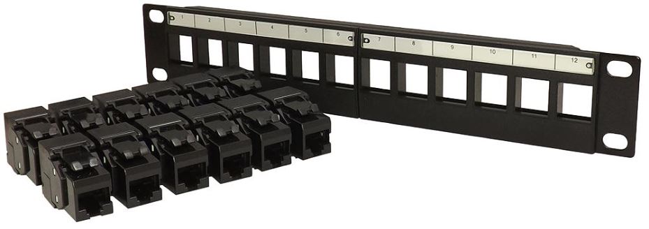 miniMEDIA 10" Keystone Patch Panel, 12x Cat6 Modules