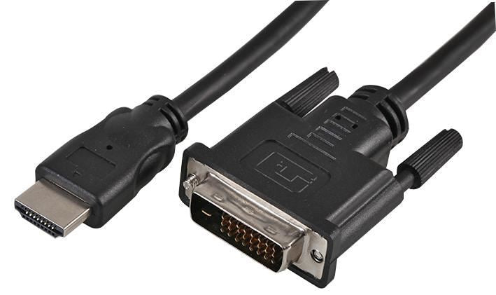 HDMI to DVI-D (24+1 Pin) Male to Male Lead - Black