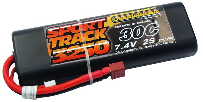 Sport Track 3250mAh 2S 7.4V 55C LiPo Battery in Hard Case