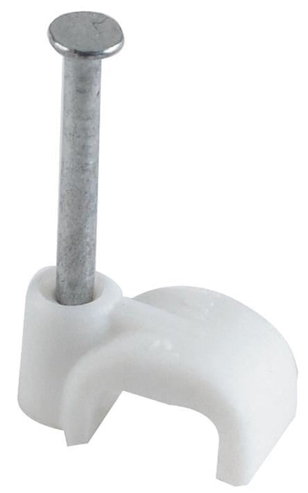 5mm Round Cable Clips White - 100 Pack