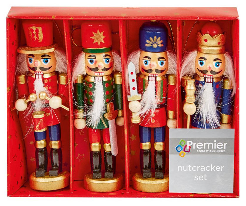 4 Piece Christmas Nutcracker Ornament Set