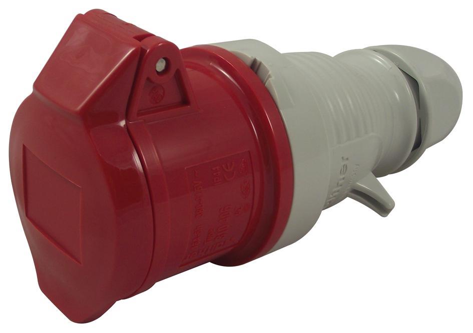 16A, 415V, Cable Mount CEE Socket, Red, IP44