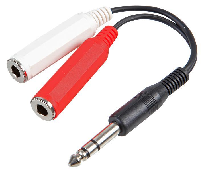 PRO SIGNAL 6.35mm (1/4") Stereo Jack Plug to 2x Stereo Jack Sockets Leads 150mm