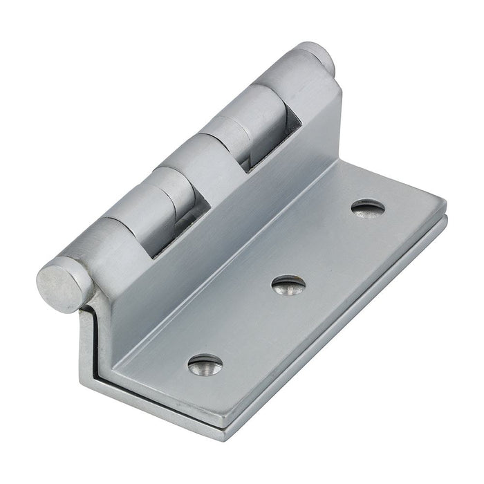 Cranked Ball Race Hinges - Solid Brass - Satin Chrome (Size 64 x 55 - 2 Pieces)