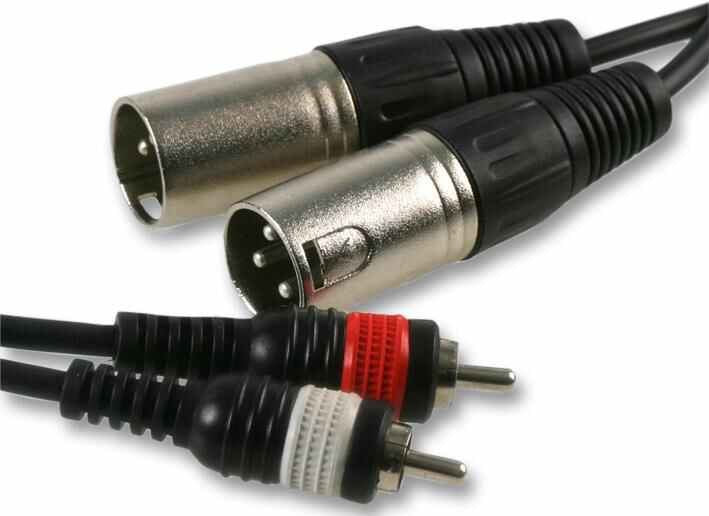 2x 3 Pin XLR to 2x Phono (RCA) Male to Male Lead