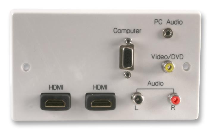 2 Gang Multimedia Wallplate with 2x HDMI Female Connectors VGA