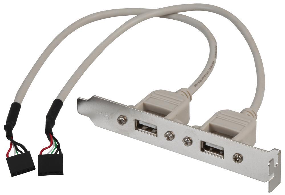 2x USB 2.0 A Female to 2x 5 Pin USB Header Slot Plate Adaptor, 0.13m