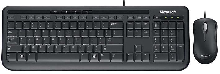 MICROSOFT - Wired Desktop 600 Keyboard & Mouse Deskset Black