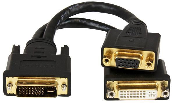 STARTECH 8" DVI-I Male to DVI-D Female & HD15 VGA Female Wyse DVI Splitter Lead