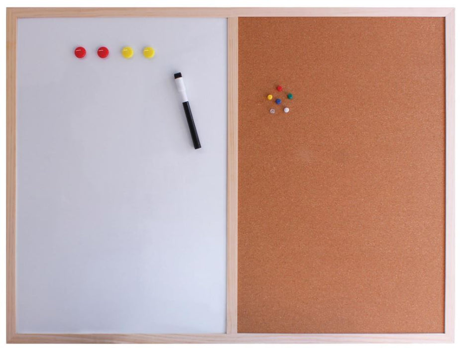 White/Cork Combination Noticeboard, 600x800mm