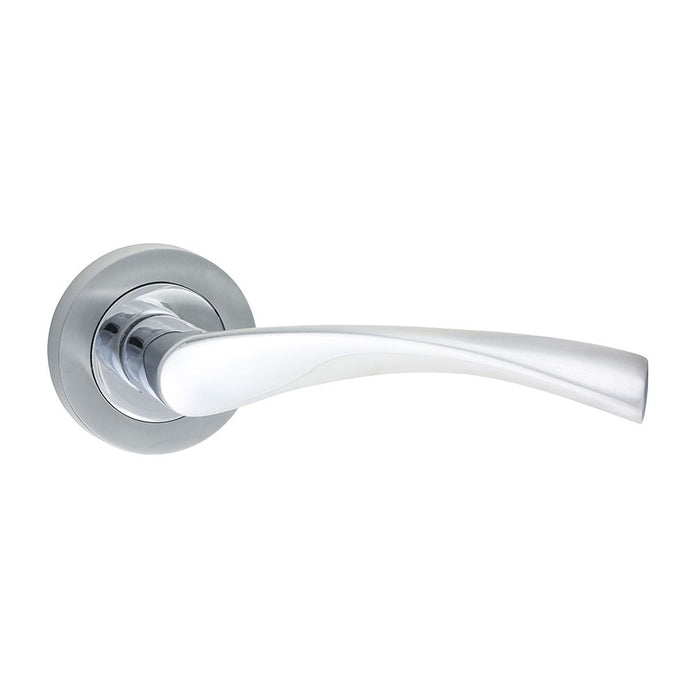 Edleston Lever On Rose Handles - Polished & Satin Chrome (Size 51mm - 2 Pieces)