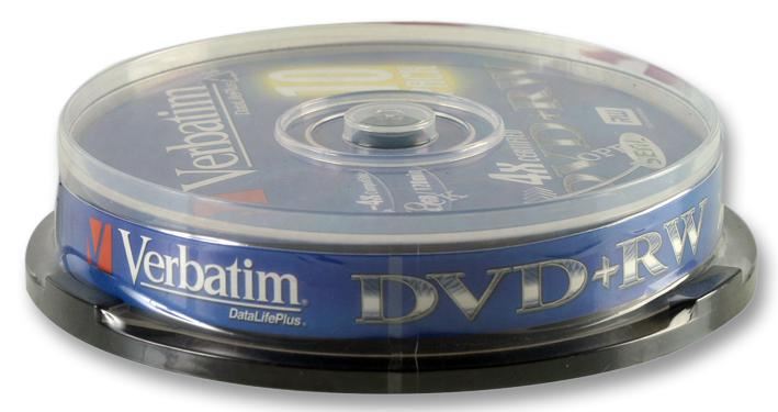 4x Speed DVD+RW Matt Silver Blank DVDs - 10 Pack Spindle