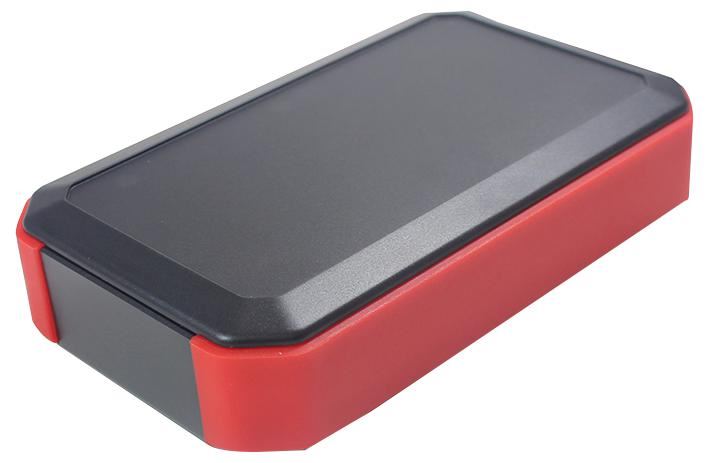 IP67 Black ABS Handheld Enclosure with Red Rubber Corners