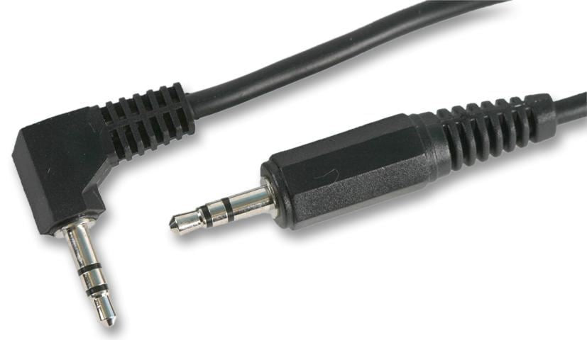 3.5mm Stereo Jack Plug to Right Angled Plug Lead, 2m Black