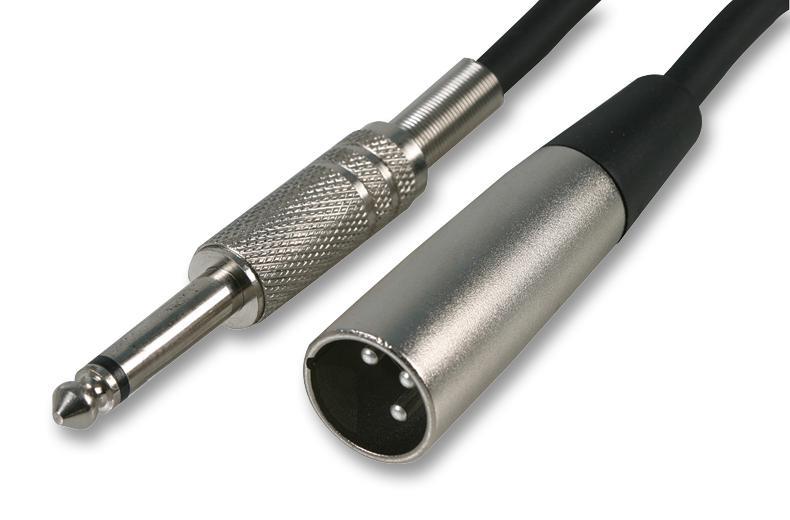 6.35mm (1/4") Mono Jack Plug to 3 Pin XLR Plug Lead - Black