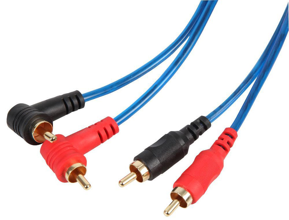 2x Phono (RCA) Male to Right Angled Male Lead, 3m Blue