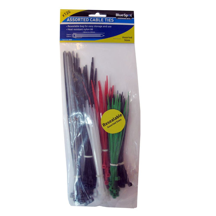 120 Pce Assorted Mixed Colour Cable Ties