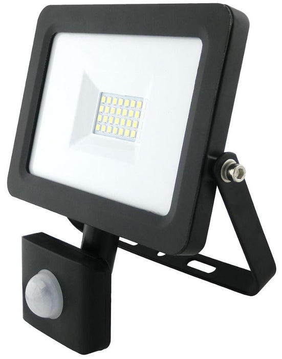 20W LED Floodlight with PIR, Black
