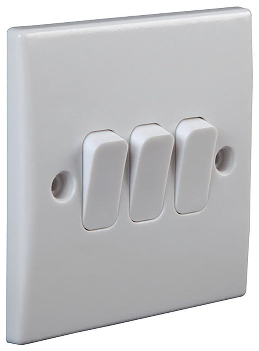 3 Gang, 2 Way Rounded Edge Wall Switch, 10AX, 250V