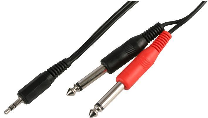 3.5mm Stereo Jack Plug to 2x 6.35mm (1/4") Mono Jack Plugs Lead