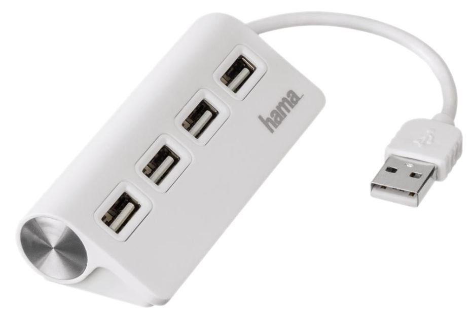 4 Port USB 2.0 Desktop Hub, White