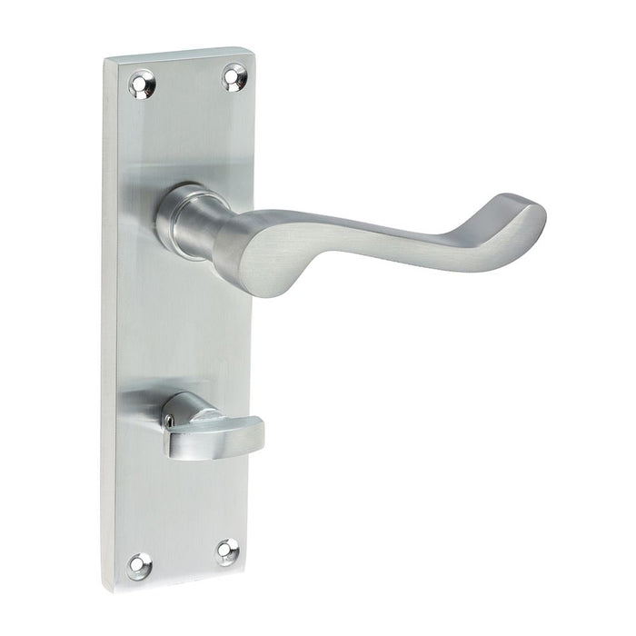 Victorian Scroll Bathroom Handles - Satin Chrome (Size 152 x 42 - 2 Pieces)