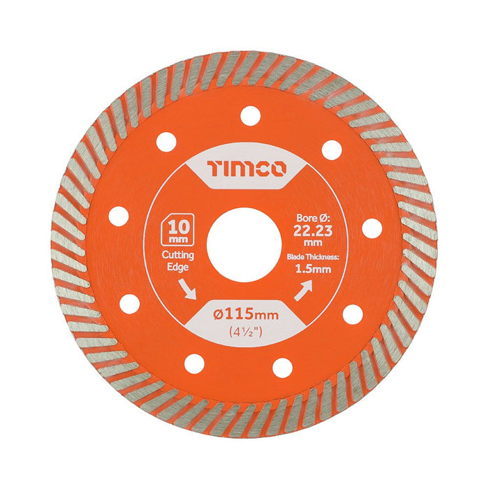 Premium Tile & Ceramic Diamond Blade - Thin Turbo (Size 115 x 22.2 - 1 Each)