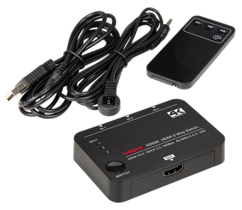 3 Way 4K HDMI Switch with IR