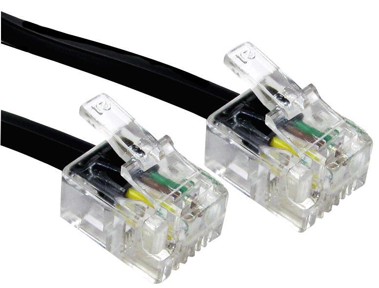 Black RJ11 Plug to Plug Modem Cable