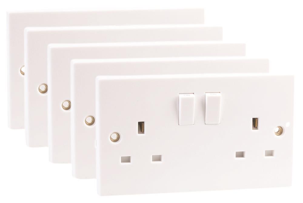 Mains Sockets, Switched, SP, 13A, White, Pack of 5