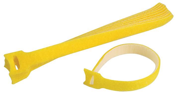 Hook & Loop Cable Ties Yellow 10 Pack