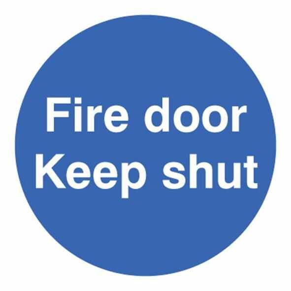 "Fire Door Keep Shut" Plastic Sign - 100mm Diameter