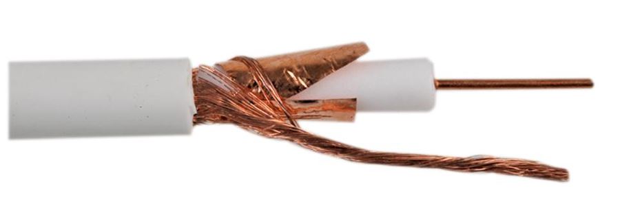 100U Coaxial Cable, White, 100m