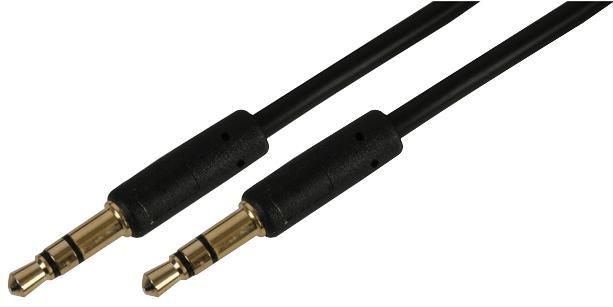 Slim 3.5mm Stereo Jack Plug to Plug Lead, Black