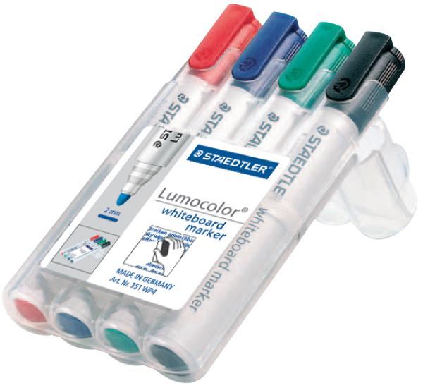 Bullet Tip Lumocolor Whiteboard Marker Pens - Pack of 4 Assorted Colours
