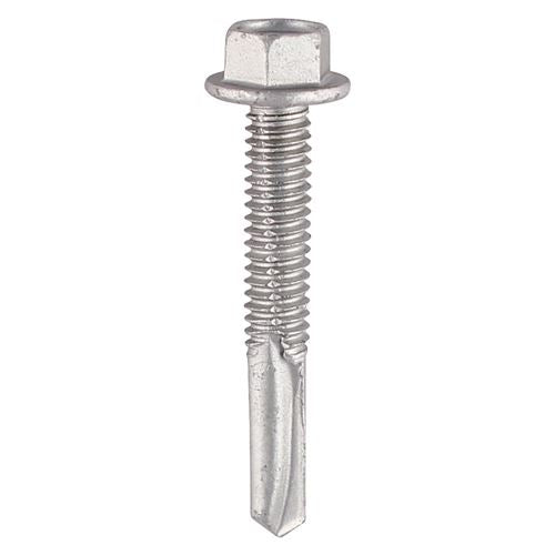 Metal Construction Heavy Section Screws - Hex - Self-Drilling - Bi-Metal - Exterior - Silver Organic