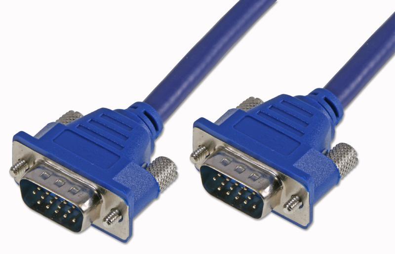 15 Pin VGA (D Sub) Fully Populated Male to Male Lead, 10m Blue