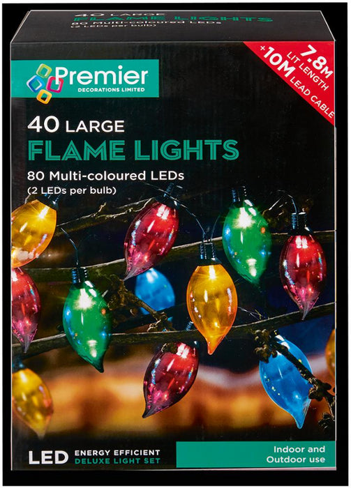 40 Flame Lights with 80 Static Multicoloured LEDs