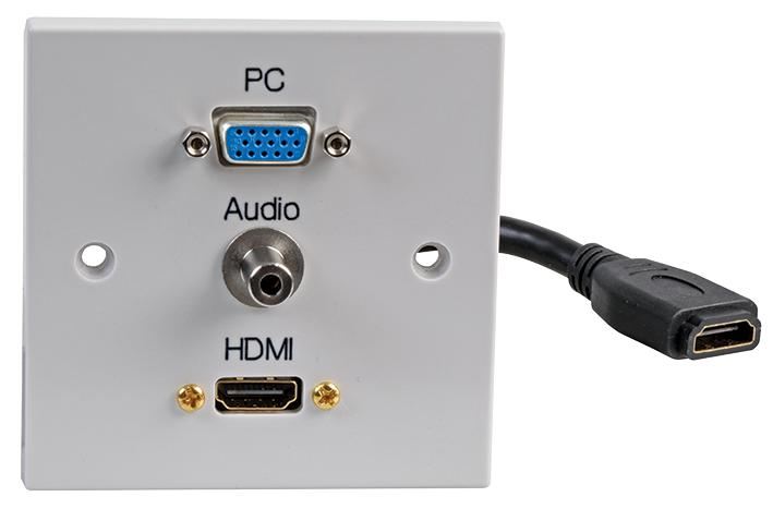 1-Gang AV Wallplate with VGA, HDMI with Fly Lead & Audio Female Connectors