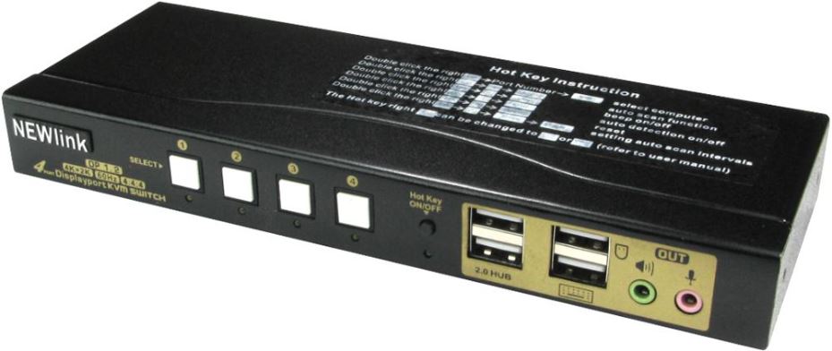 4 Port USB & 4K DisplayPort KVM Switch