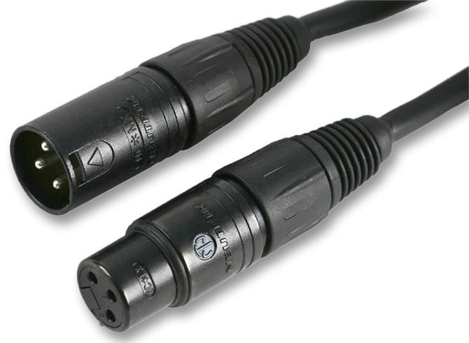 3 Pin XLR Male to XLR Female Mic Lead, 1.5m Black