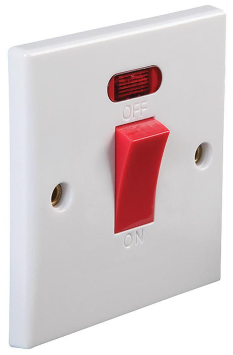 1-Gang Rounded Edge DP Wall Switch with Neon Indicator