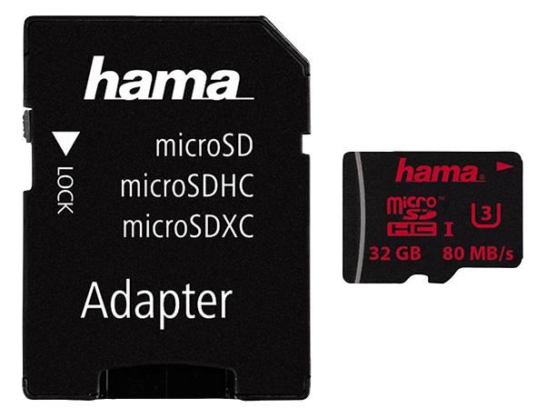 Class 3 MicroSDHC UHS-1 Memory Card with SD Adaptor - 80 MB/s