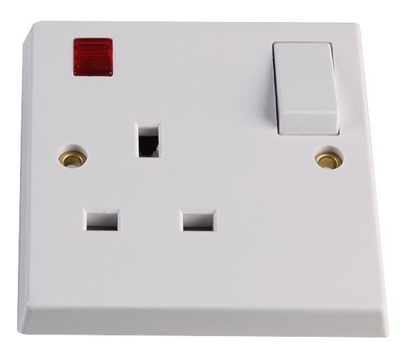 1 Gang Single Pole Switched Socket with Neon — StampyTools