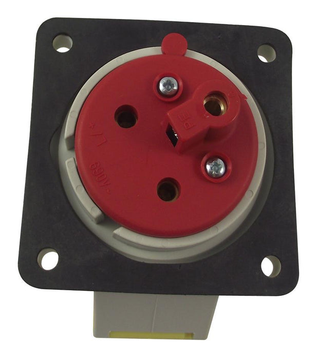 32A, 110V, Panel Mount CEE Socket, 2P+E, Yellow, IP44