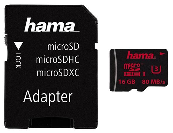 Class 3 MicroSDHC UHS-1 Memory Card with SD Adaptor - 80 MB/s